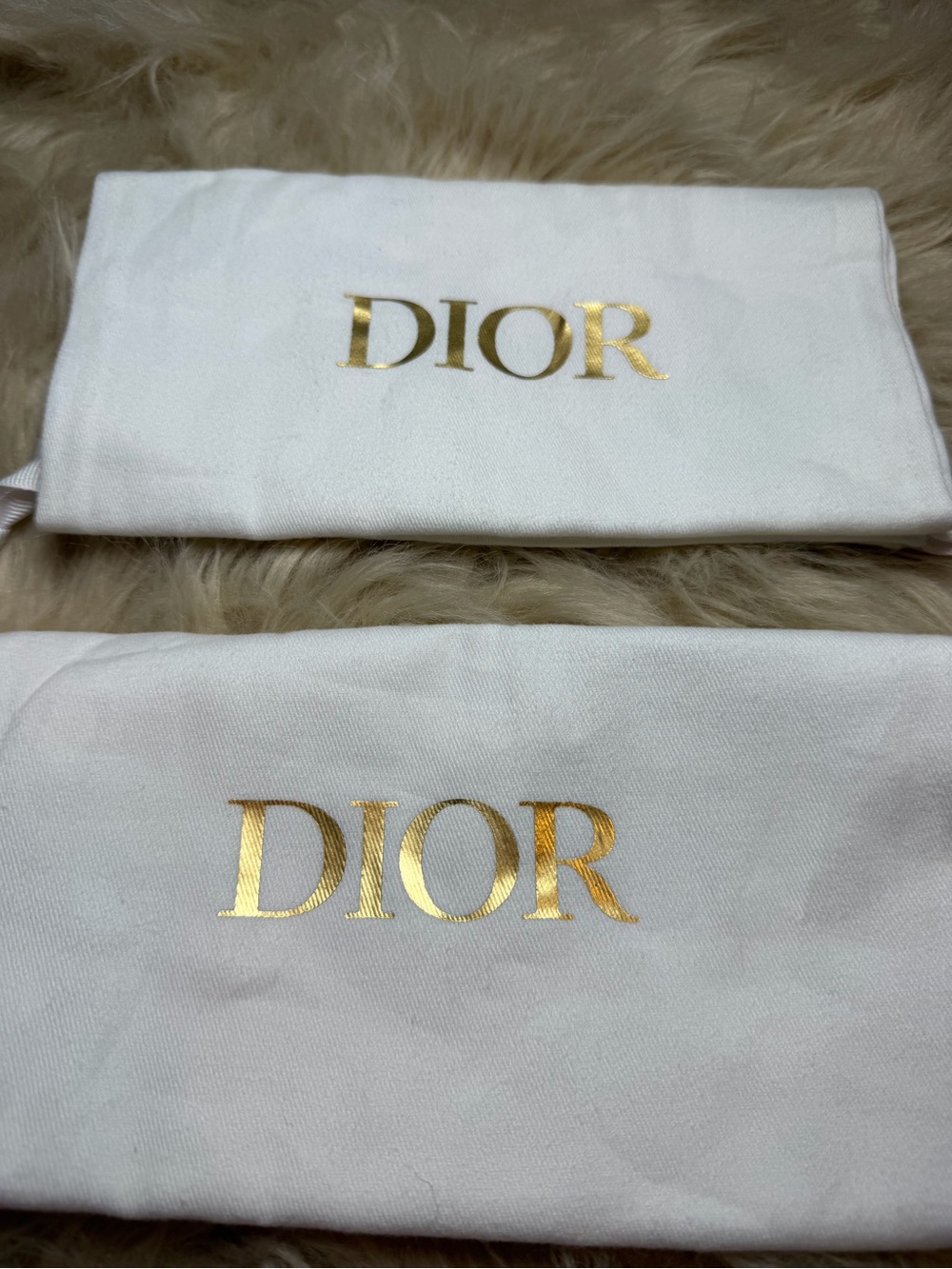 Christian Dior White Dust Bags with Gold Logo set of 2
